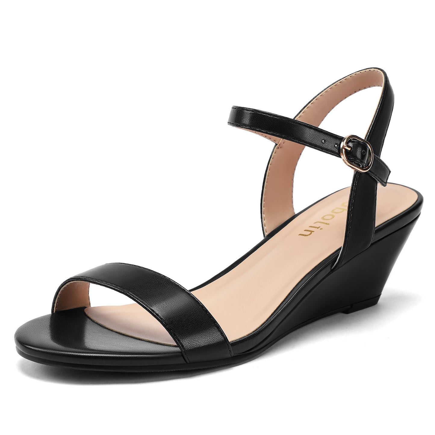 Wide Width Wedge Sandals for Women 2.3 Inch Low Heel Open Toe Ankle Strap Summer Wedding Party Dress Shoes