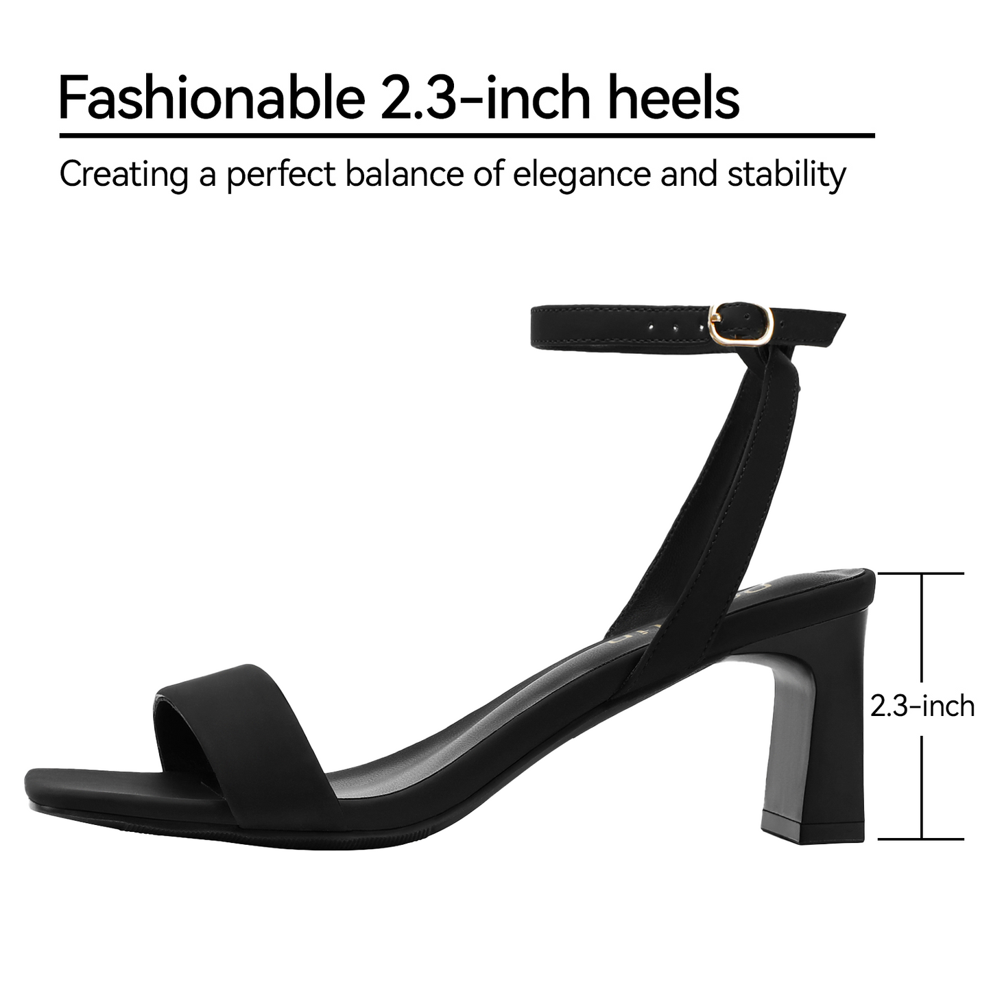 Wide Width Heels for Women Dress Shoes 2.3-inch Chunky Block Heel Sandals Square Open Toe Ankle Strap Wedding Party Shoes