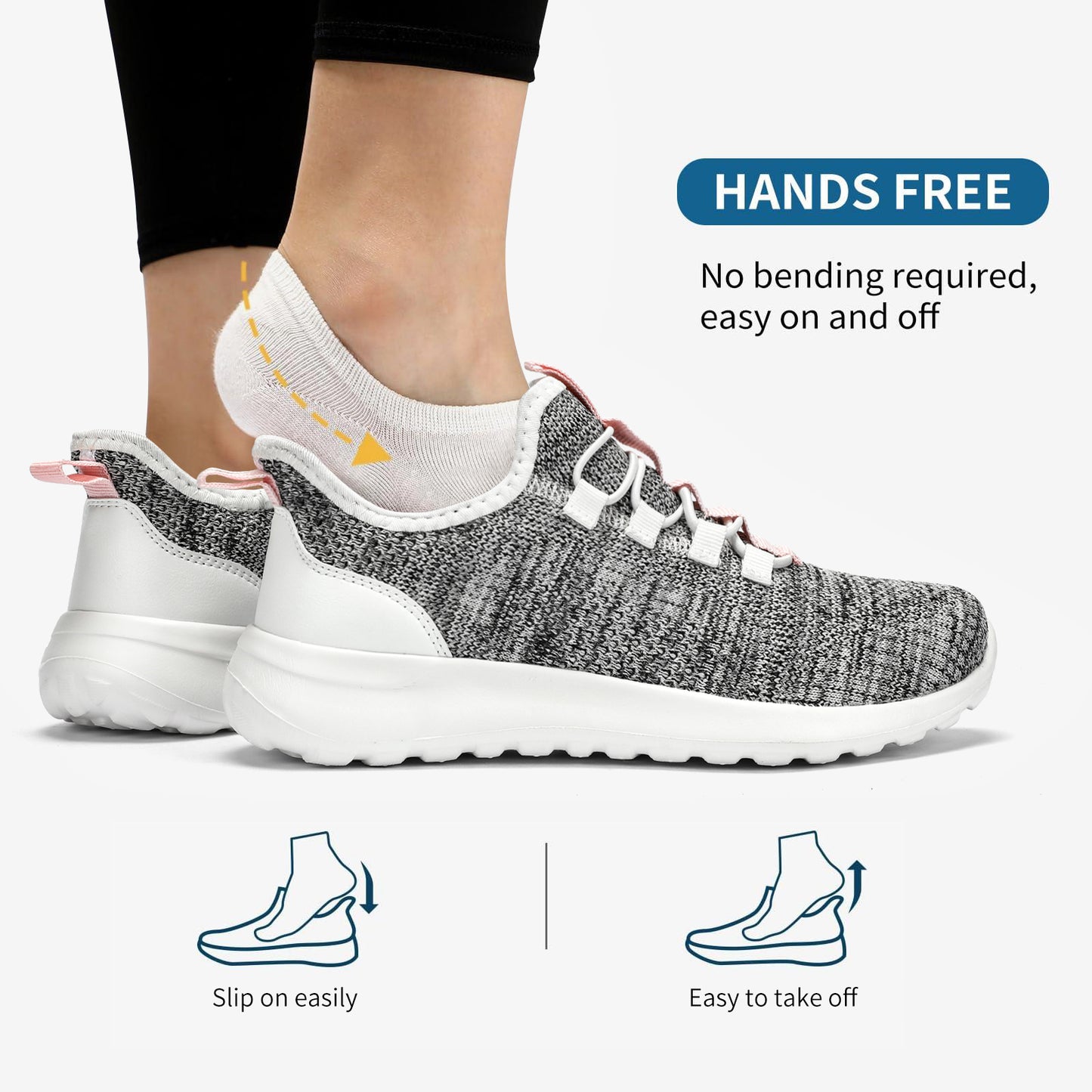 DOBOLIN Walking Shoes Women Hands Free Slip on Sneakers with Arch Support