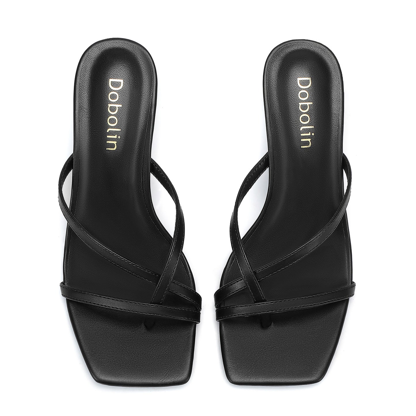 Wide Width Kitten Heels for Women Flip Flops Sandals Square Toe Thongs