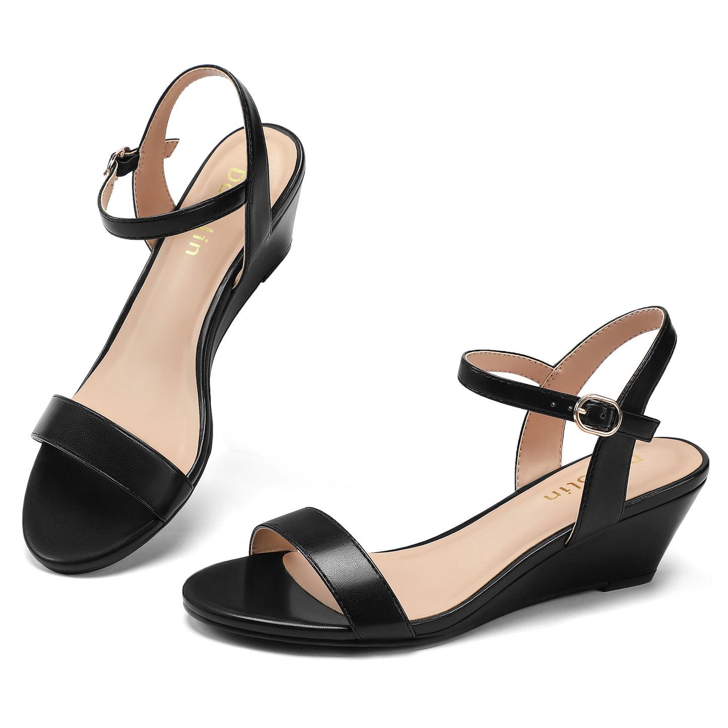 Wide Width Wedge Sandals for Women 2.3 Inch Low Heel Open Toe Ankle Strap Summer Wedding Party Dress Shoes