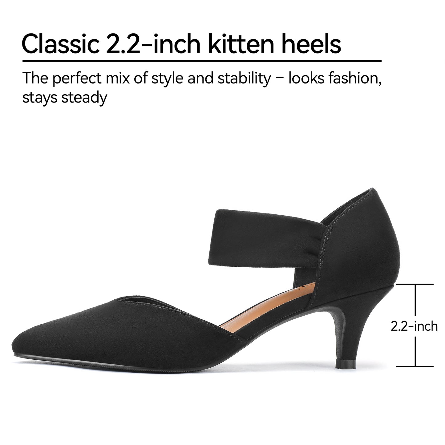 Kitten Heels for Women Closed Pointed Toe Womens Dress Shoes Casual Low Heels Slip on Pumps Bridal Church Wedding