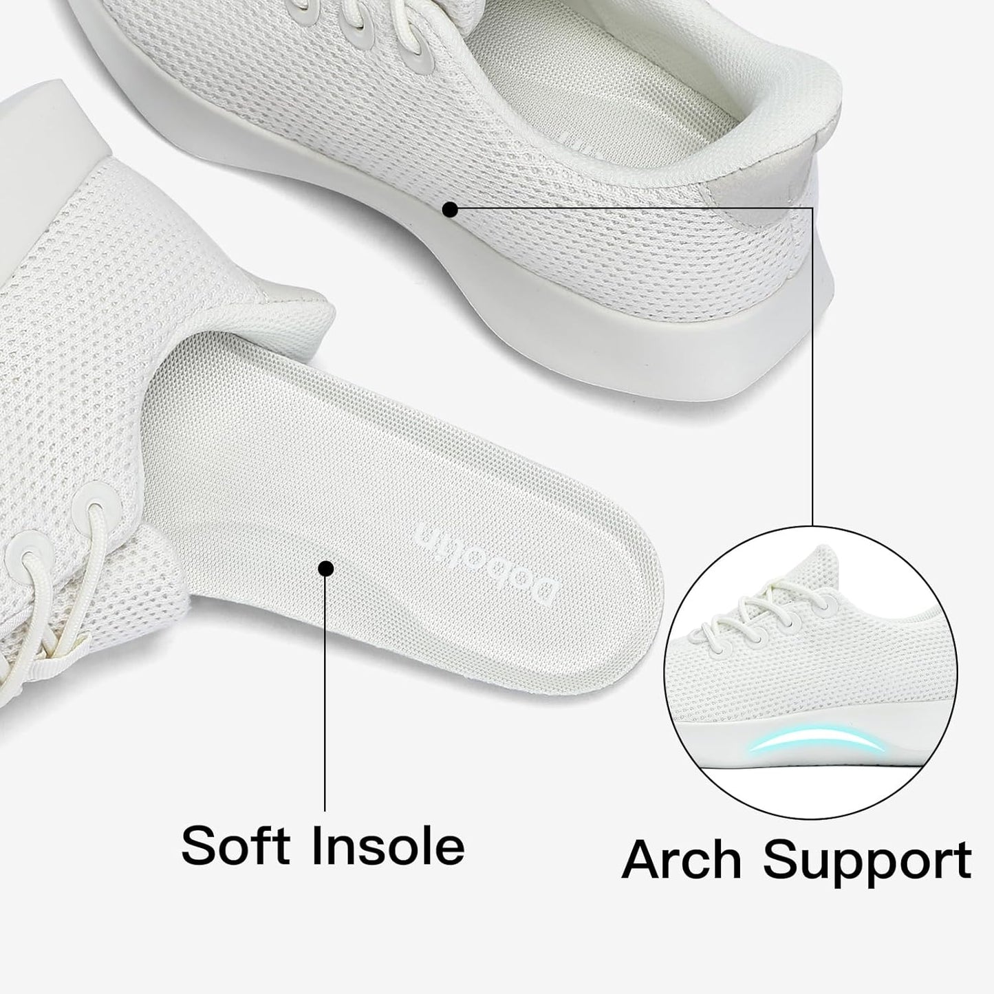 Tennis Walking Shoes Womens Slip on Sneakers with Arch Support