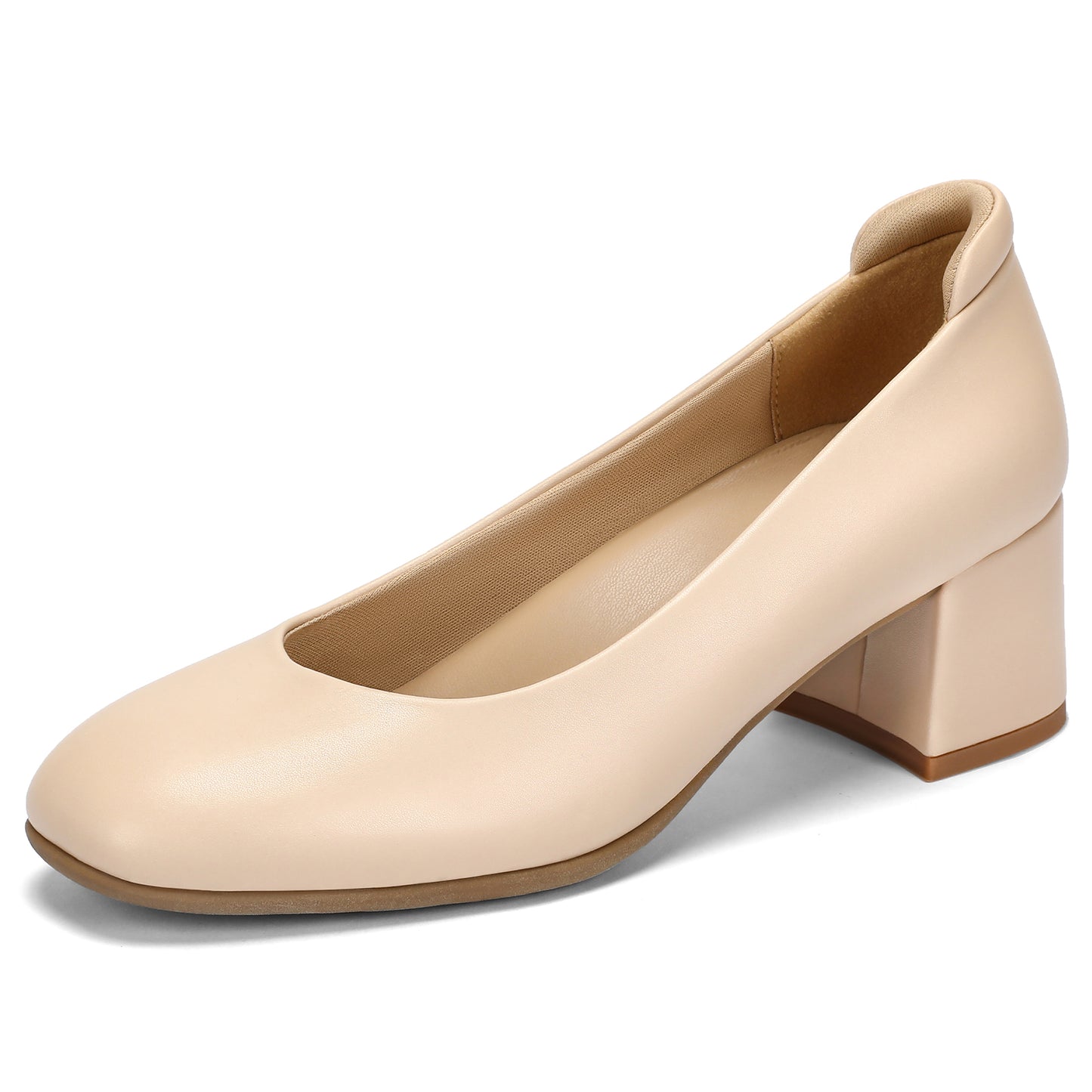 Arch Support Heels for Women Comfortable Pumps Closed Round Toe Dress Shoes 2.2-Inch Low Heels Office Work Flight Attendant Shoes
