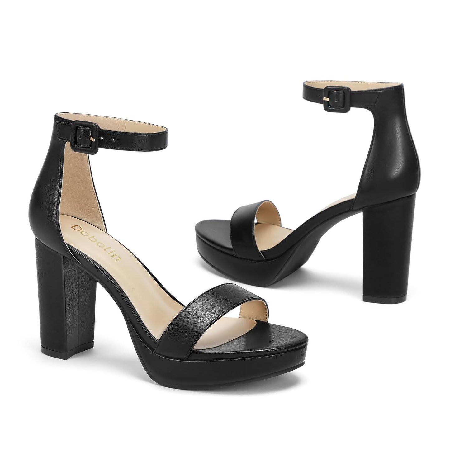Wide Width Heels for Women Platform Heels 4-Inch Ankle Strap Open Toe Sandals Wedding Party Dress Shoes