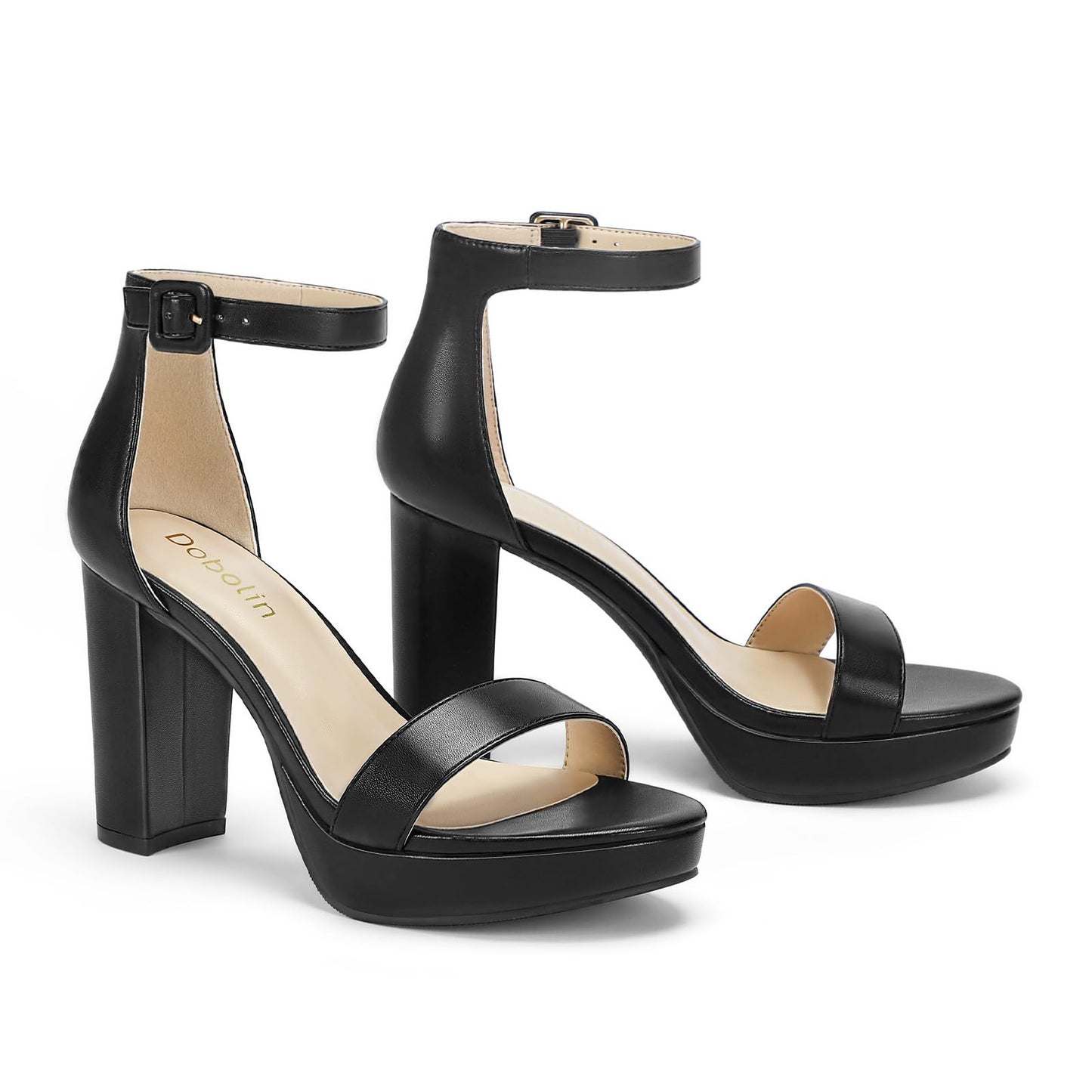 Wide Width Heels for Women Platform Heels 4-Inch Ankle Strap Open Toe Sandals Wedding Party Dress Shoes