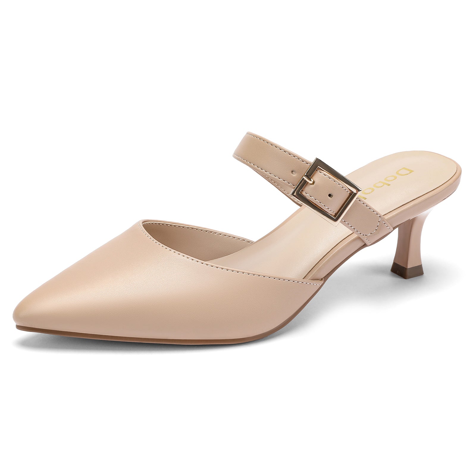Women Kitten Heel Mules Pointed Toe Slip On Backless Dress Shoes