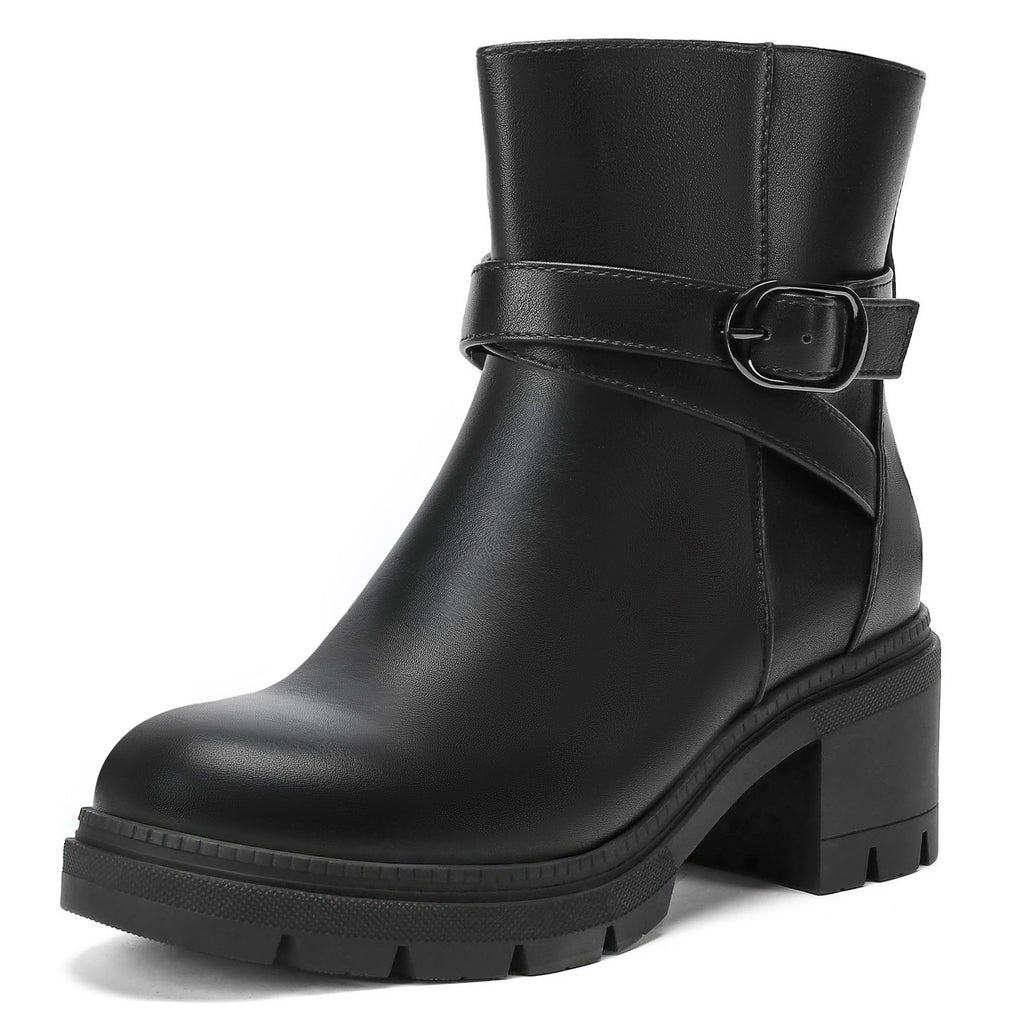 Wide Width Ankle Boots Fall Shoes with Side Zipper