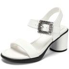 Wide Width Heels for Women 3 Inch Chunky Block Platform Heels Sandals Elastic Ankle Strap Open Toe Comfortable Low Heel Dress Shoes for Women Wedding Bride Party