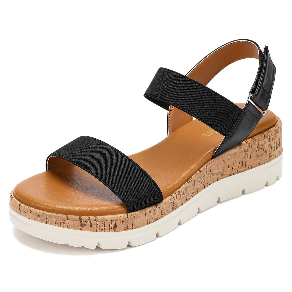 Wedge Sandals for Women 2026 Dressy Comfortable Platform Sandals Open Toe Slip on Elastic Ankle Strap Summer Casual Shoes