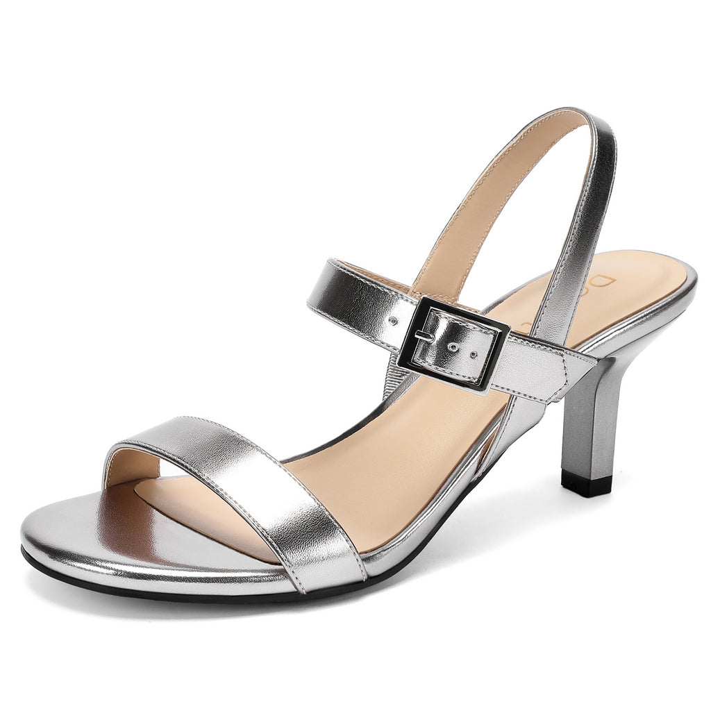 Kitten Heels for Women Dress Sandals Womens 2.5 Inch Strappy Open Toe Low Heel Shoes Dressy Slingback Sandals for Wedding Guest Evening Party