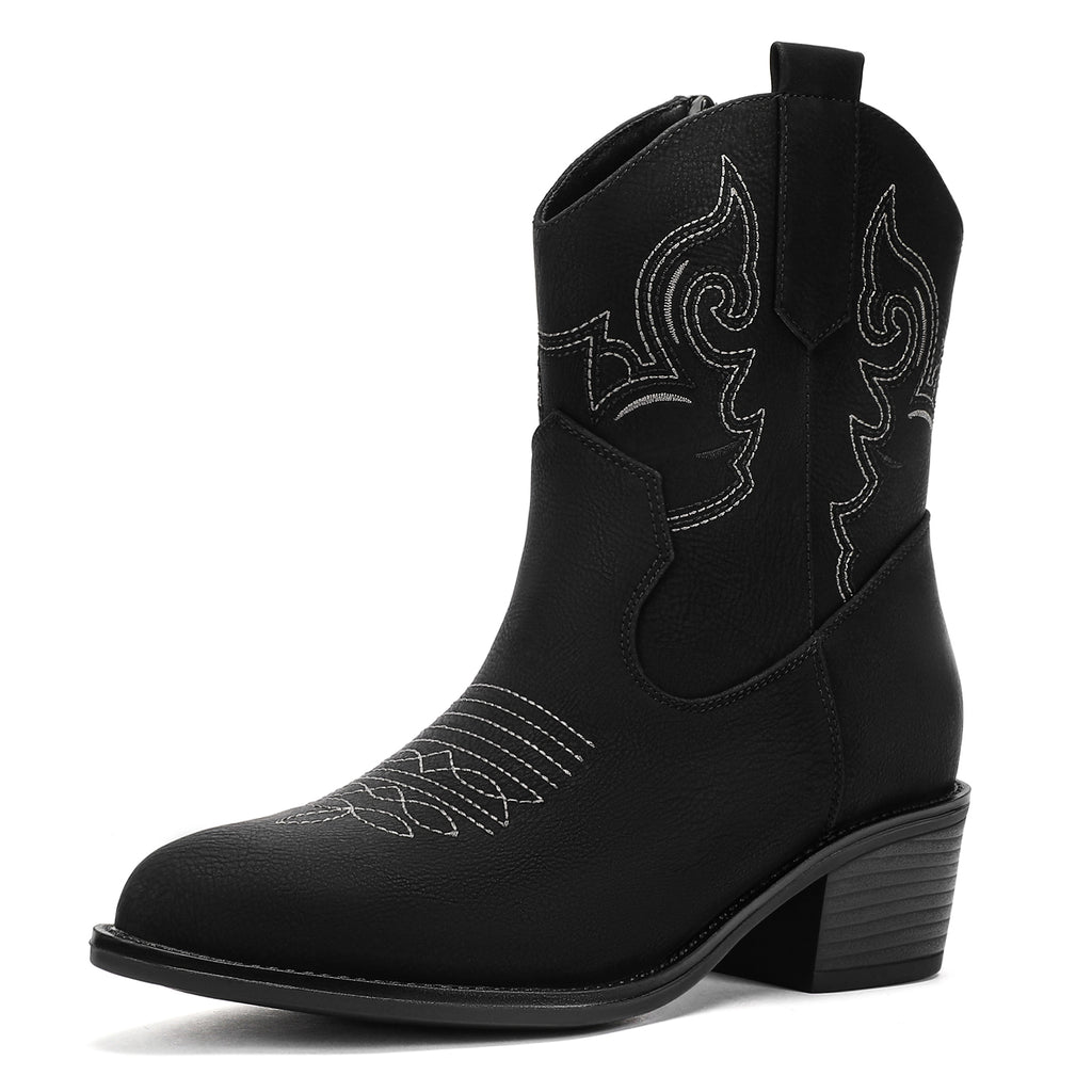 Wide Cowboy Boots Retro Embroidered
