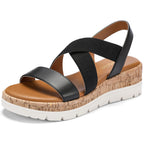 Wedge Sandals for Women 2026 Dressy Comfortable Platform Sandals Open Toe Slip on Elastic Ankle Strap Summer Casual Shoes