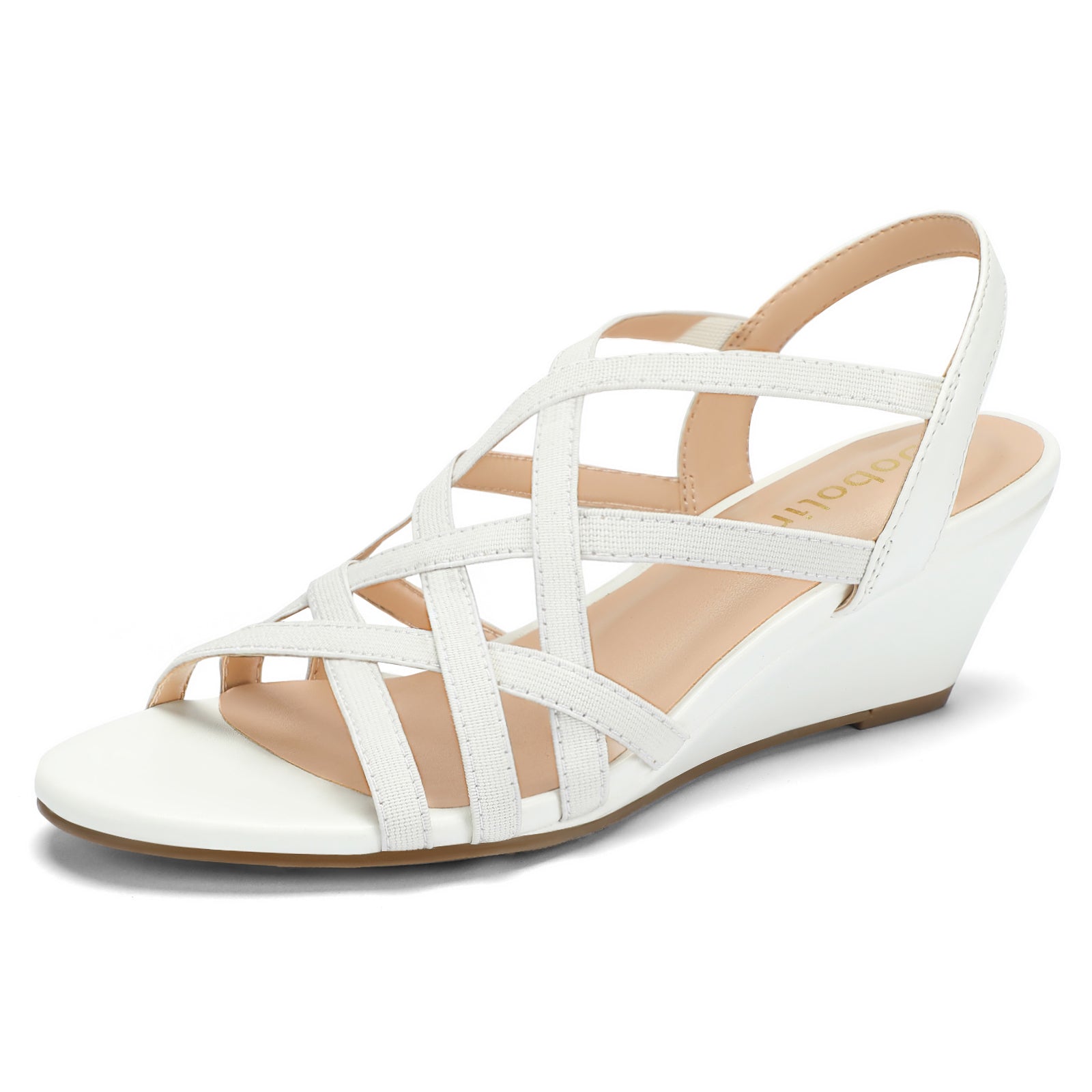 Women's Wide Width Wedge Sandals Wedding Party Dress Sandals Elastic Strap Open Toe Low Heel Comfortable Casual Summer Shoes
