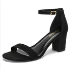 Women's Heeled Sandals Open Toe Ankle Strap 2.5-Inch Chunky Heels Dress Shoes Wide Feet Friendly