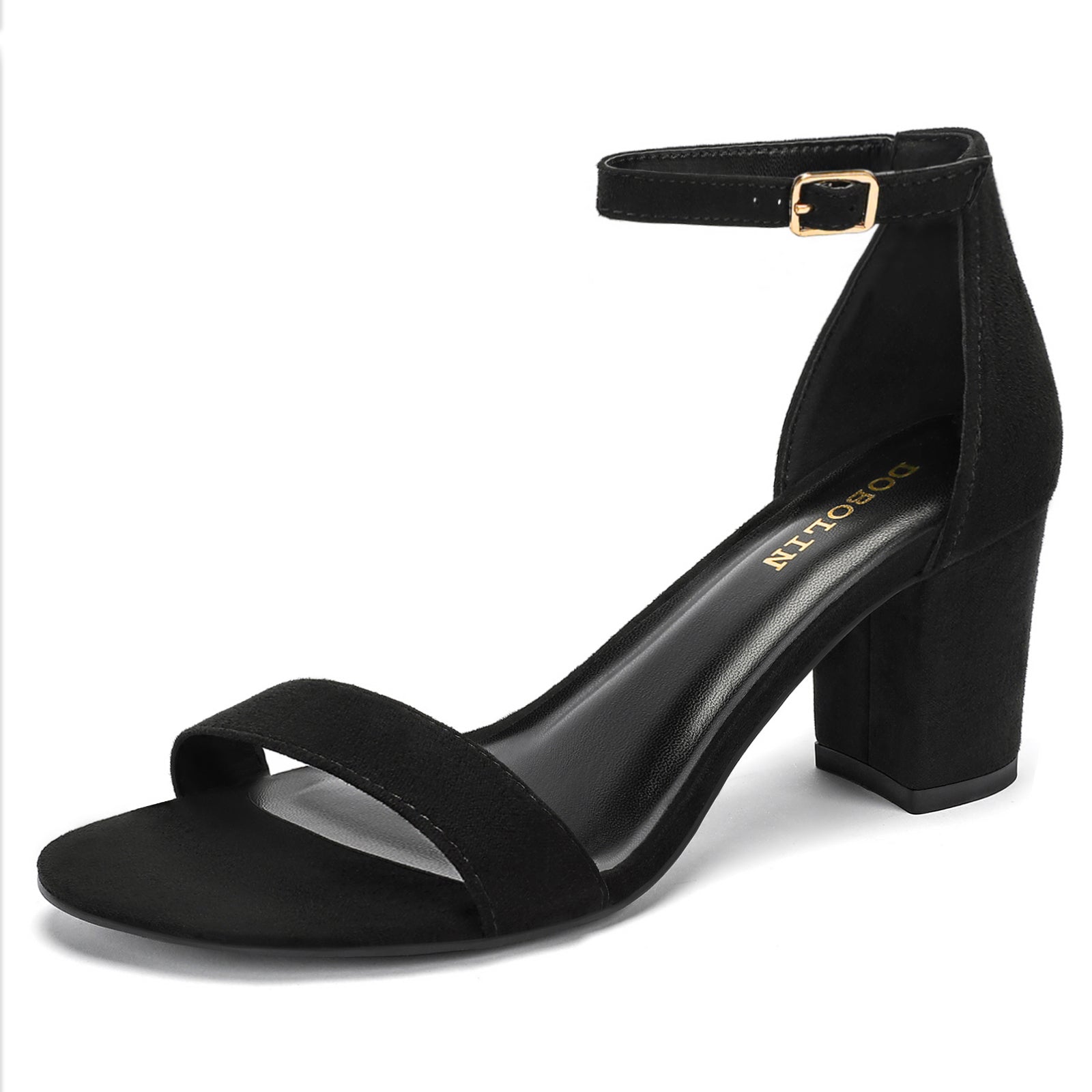 Women's Heeled Sandals Open Toe Ankle Strap 2.5-Inch Chunky Heels Dress Shoes Wide Feet Friendly