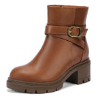 Wide Width Ankle Boots Fall Shoes with Side Zipper