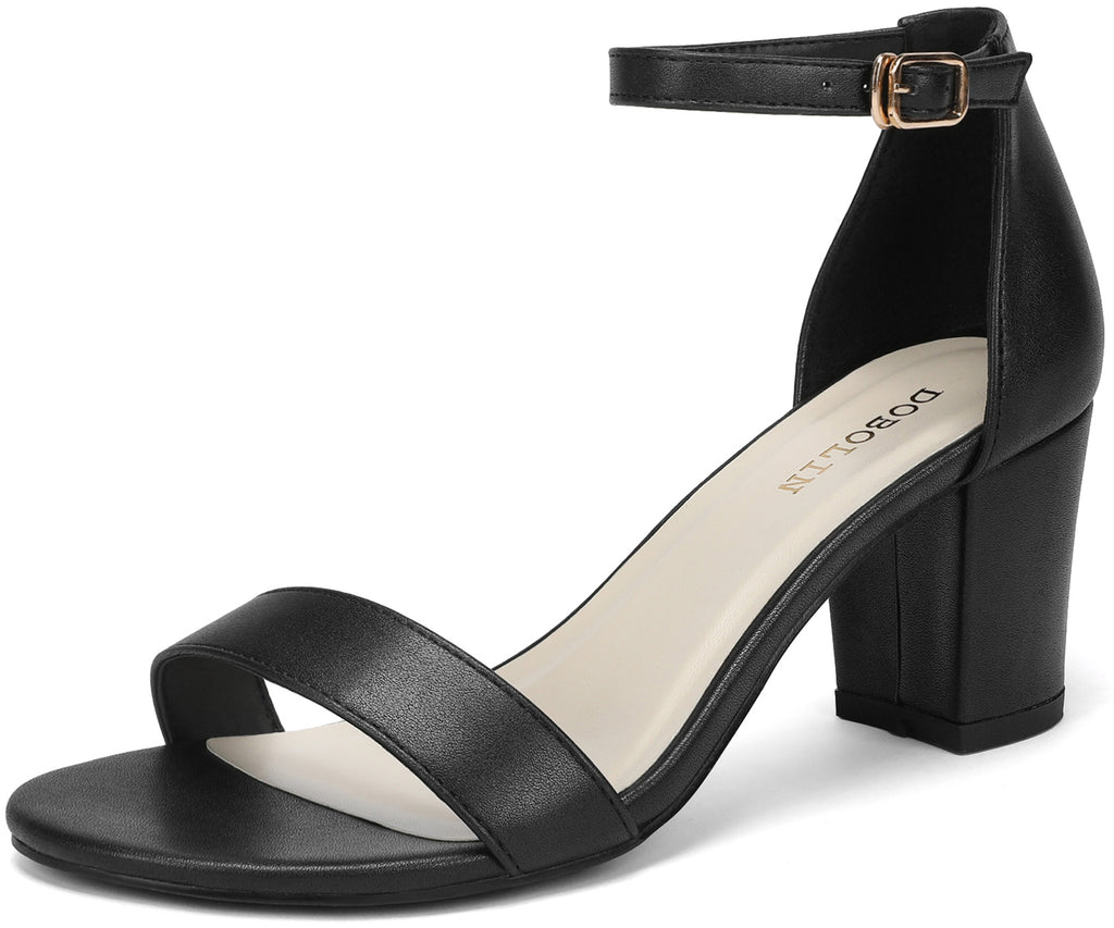 Women's Heeled Sandals Open Toe Ankle Strap 2.5-Inch Chunky Heels Dress Shoes Wide Feet Friendly