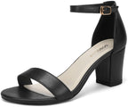 Women's Heeled Sandals Open Toe Ankle Strap 2.5-Inch Chunky Heels Dress Shoes Wide Feet Friendly