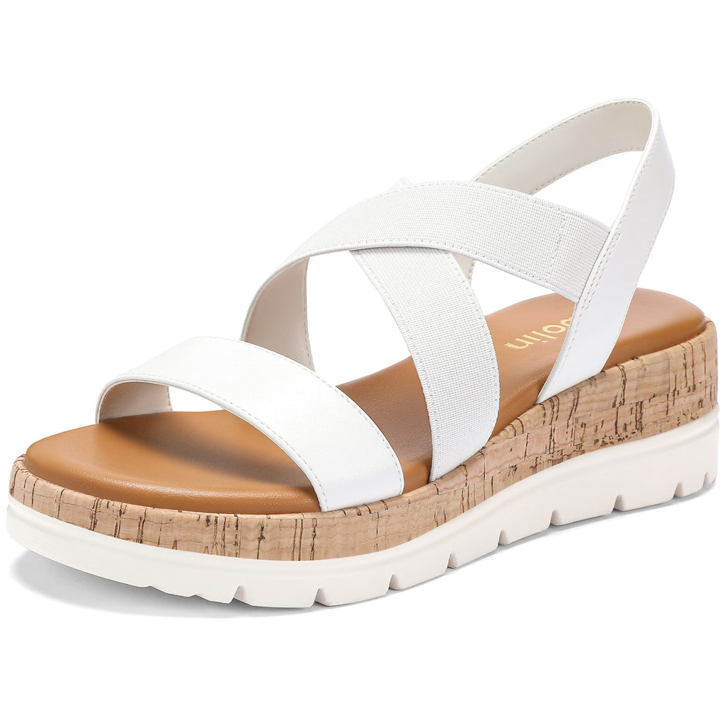 Wedge Sandals for Women 2026 Dressy Comfortable Platform Sandals Open Toe Slip on Elastic Ankle Strap Summer Casual Shoes