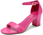 Women's Heeled Sandals Open Toe Ankle Strap 2.5-Inch Chunky Heels Dress Shoes Wide Feet Friendly