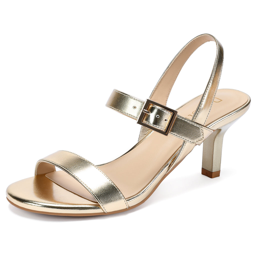 Kitten Heels for Women Dress Sandals Womens 2.5 Inch Strappy Open Toe Low Heel Shoes Dressy Slingback Sandals for Wedding Guest Evening Party