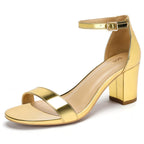 Women's Heeled Sandals Open Toe Ankle Strap 2.5-Inch Chunky Heels Dress Shoes Wide Feet Friendly