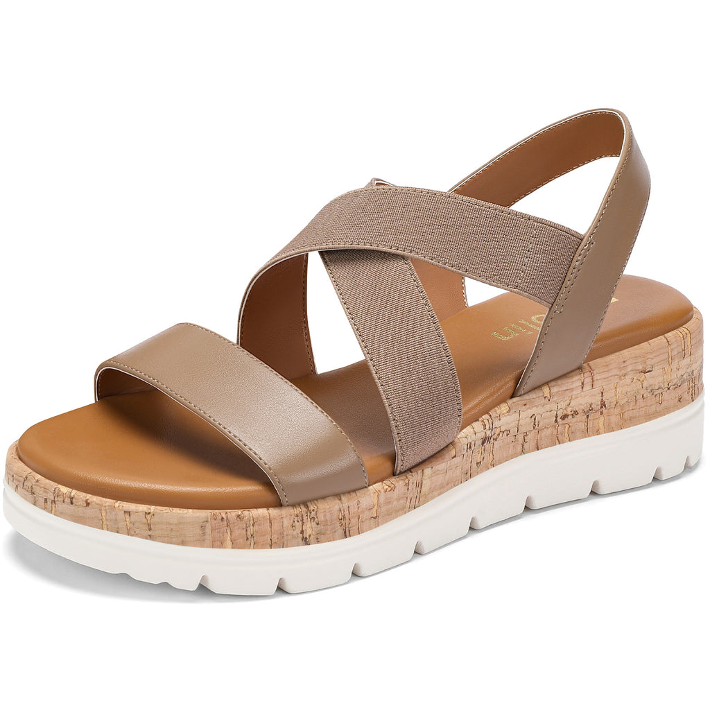 Wedge Sandals for Women 2026 Dressy Comfortable Platform Sandals Open Toe Slip on Elastic Ankle Strap Summer Casual Shoes