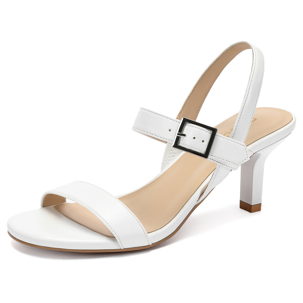 Kitten Heels for Women Dress Sandals Womens 2.5 Inch Strappy Open Toe Low Heel Shoes Dressy Slingback Sandals for Wedding Guest Evening Party