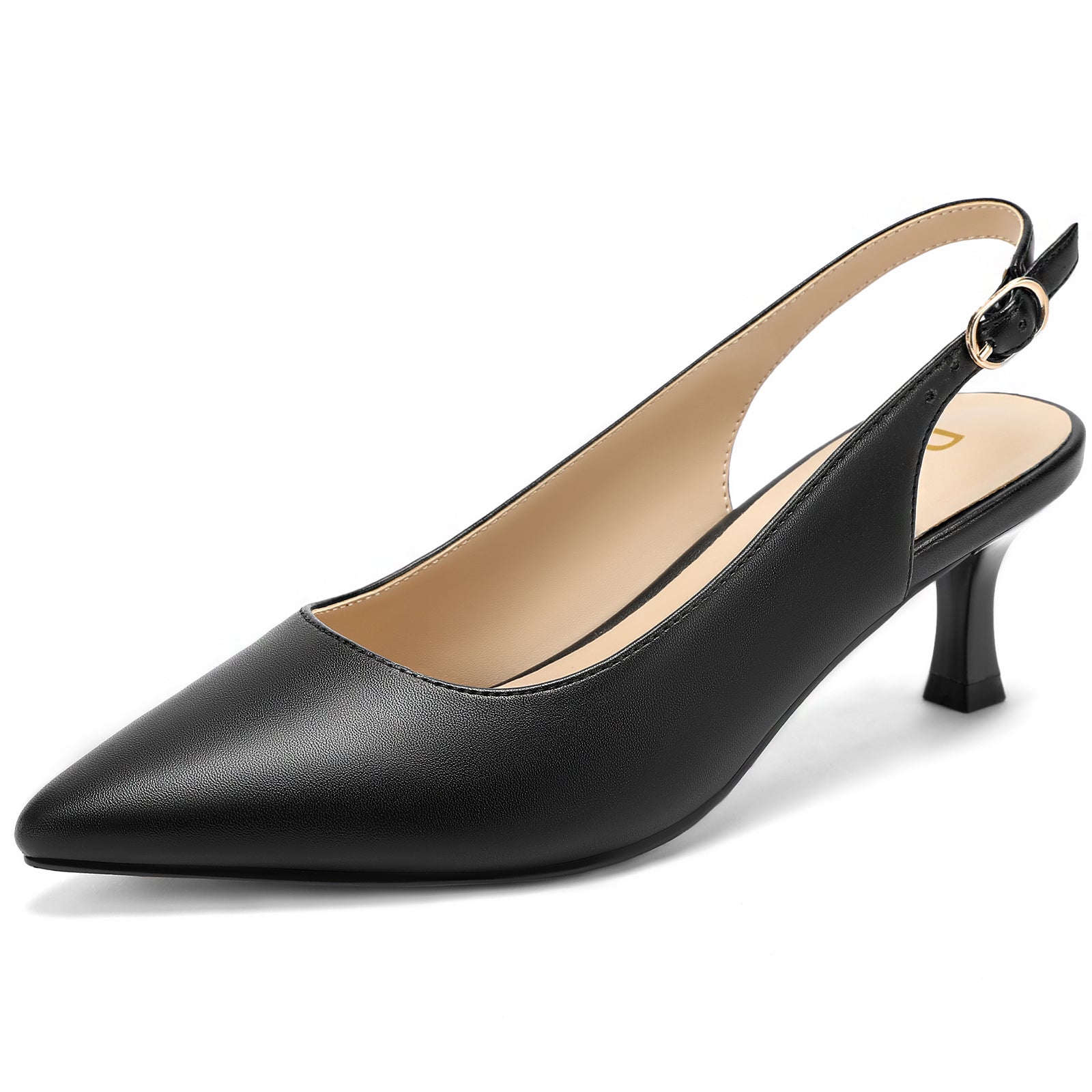 Women's Slingback Kitten Heels Pumps Pointed Toe Low Heel Dress Shoes for Work, Wedding, and Parties