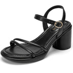 Women's Wide Width 2.7-Inch Block Heel Sandals Ankle Buckle Strappy Chunky Heels Prom Homecoming Wedding Dress Shoes