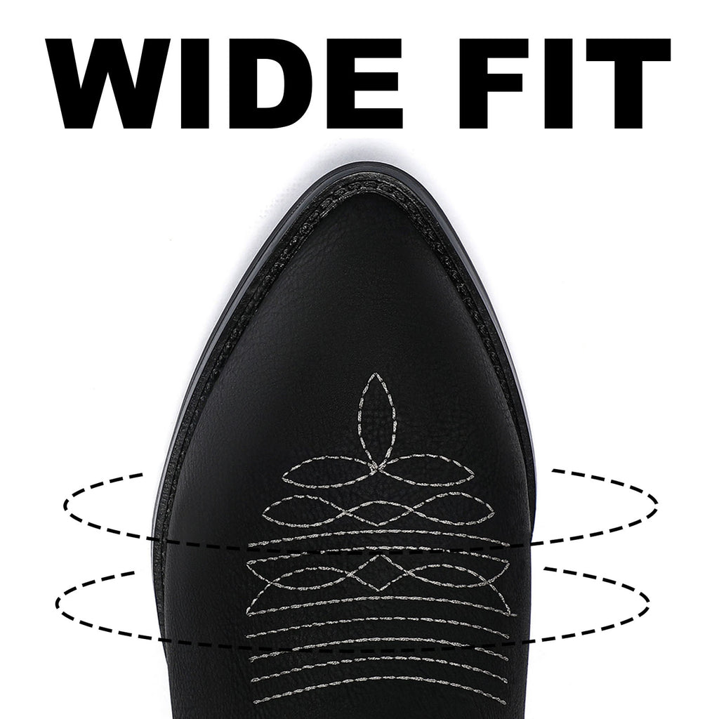 Wide Cowboy Boots Retro Embroidered