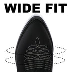 Wide Cowboy Boots Retro Embroidered