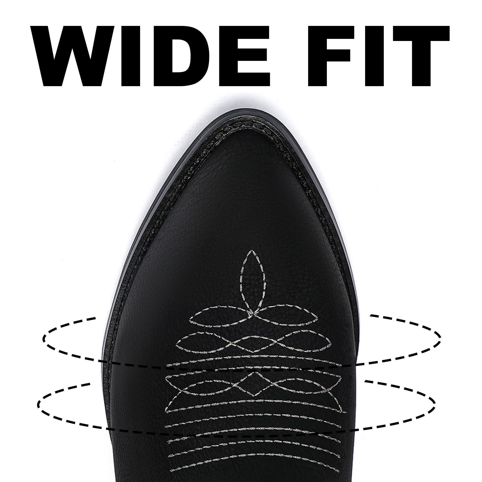 Wide Cowboy Boots Retro Embroidered