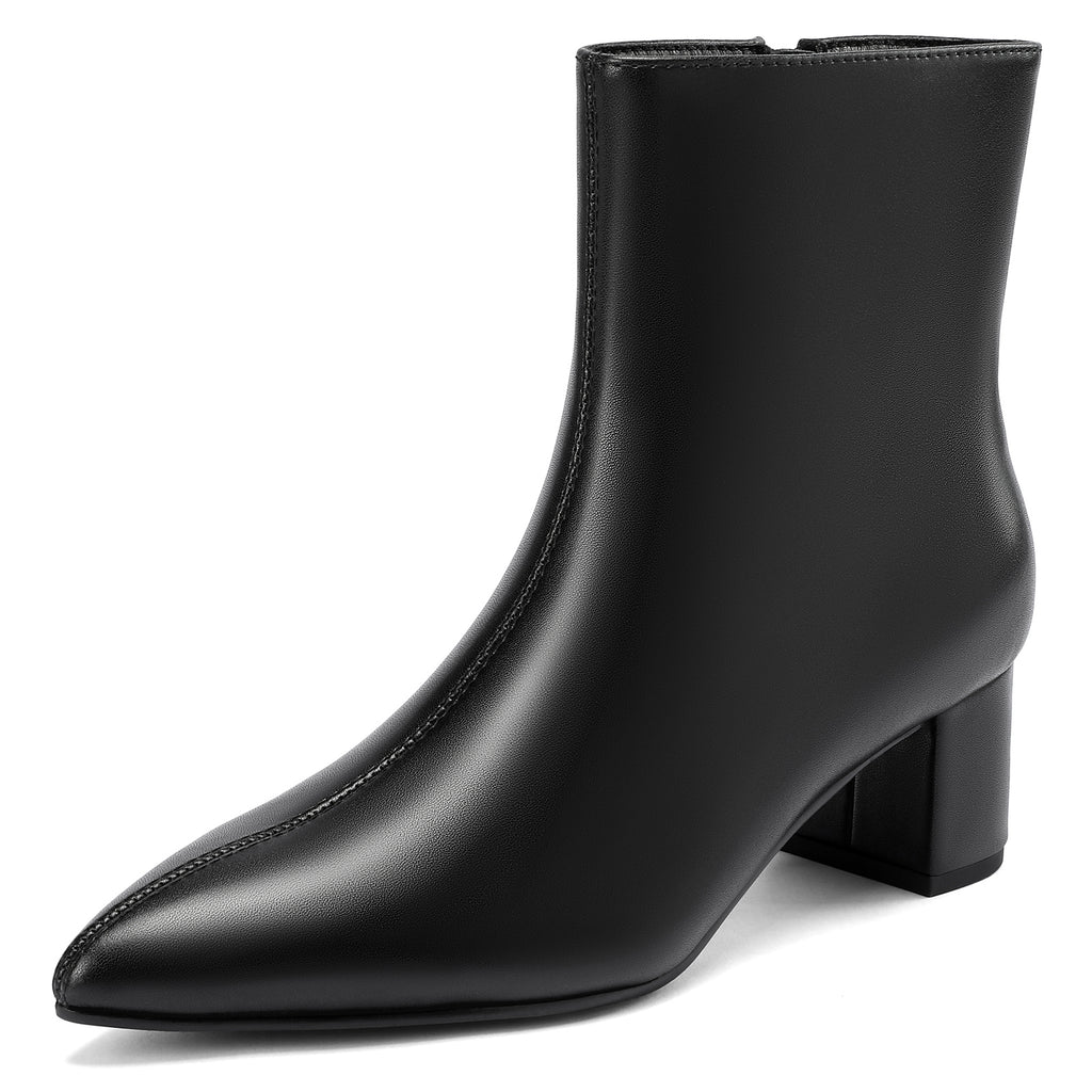 DOBOLIN Ankle Boots for Women Wide Width Pointed Toe 2 Inch Block Heel