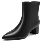 DOBOLIN Ankle Boots for Women Wide Width Pointed Toe 2 Inch Block Heel