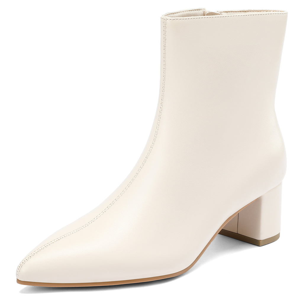 DOBOLIN Ankle Boots for Women Wide Width Pointed Toe 2 Inch Block Heel