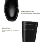 Knee High Boots with Square Toe Chunky Block Heels