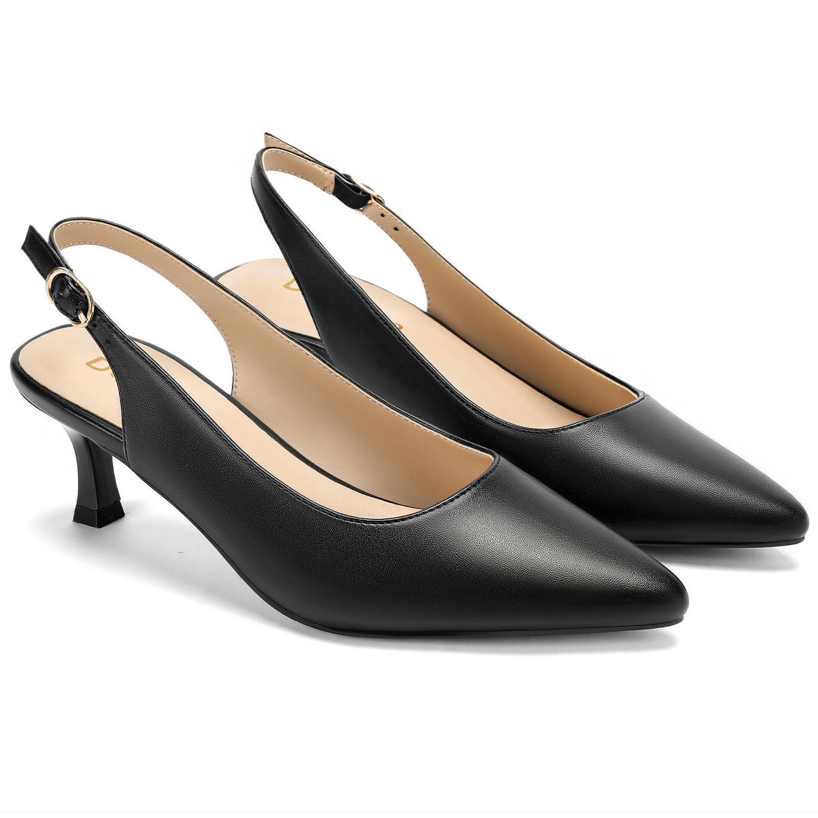 Women's Slingback Kitten Heels Pumps Pointed Toe Low Heel Dress Shoes for Work, Wedding, and Parties