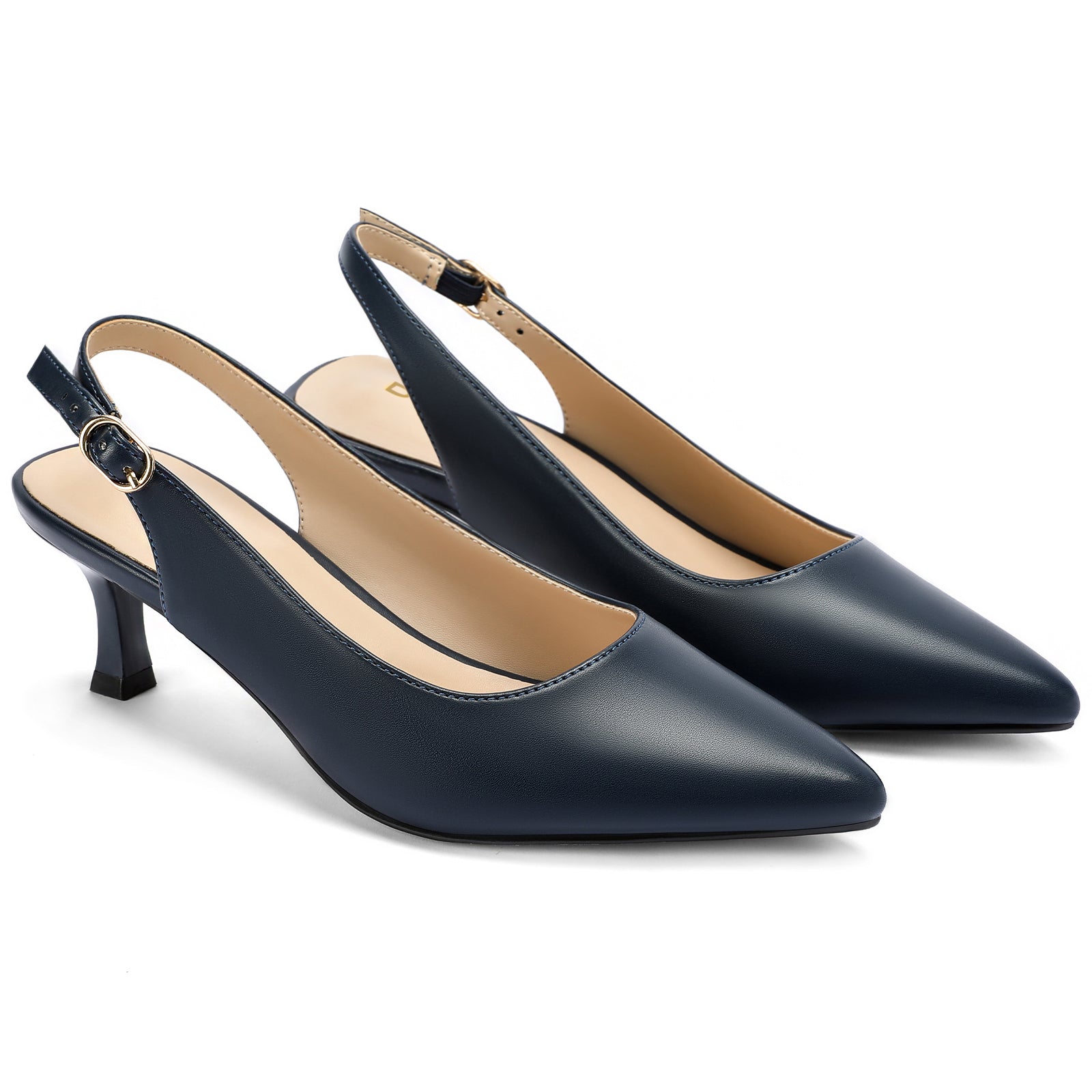 Women's Slingback Kitten Heels Pumps Pointed Toe Low Heel Dress Shoes for Work, Wedding, and Parties