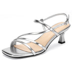 Women's Sandals 2.09 Inch Square Open Toe Low Kitten Heel Strappy Dress Shoes for Women Comfortable Slingback Heels Sandals Ankle Strap Wedding Dance Party Daily Office