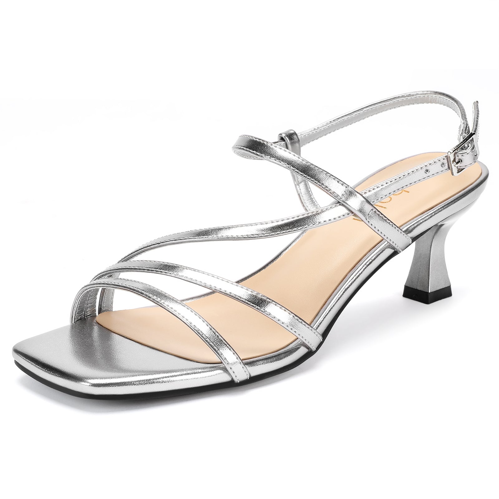 Women's Sandals 2.09 Inch Square Open Toe Low Kitten Heel Strappy Dress Shoes for Women Comfortable Slingback Heels Sandals Ankle Strap Wedding Dance Party Daily Office