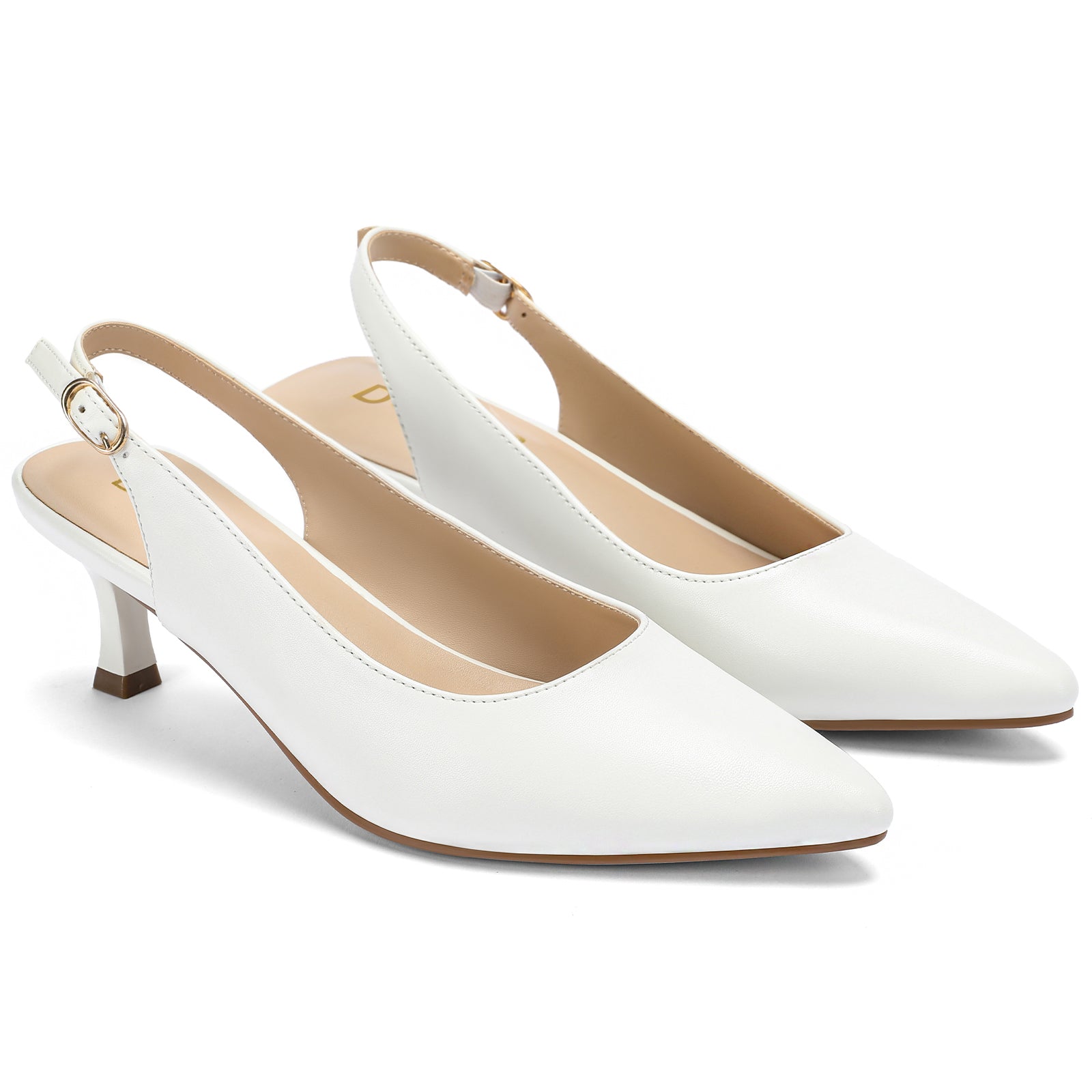 Women's Slingback Kitten Heels Pumps Pointed Toe Low Heel Dress Shoes for Work, Wedding, and Parties
