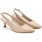 Women's Slingback Kitten Heels Pumps Pointed Toe Low Heel Dress Shoes for Work, Wedding, and Parties