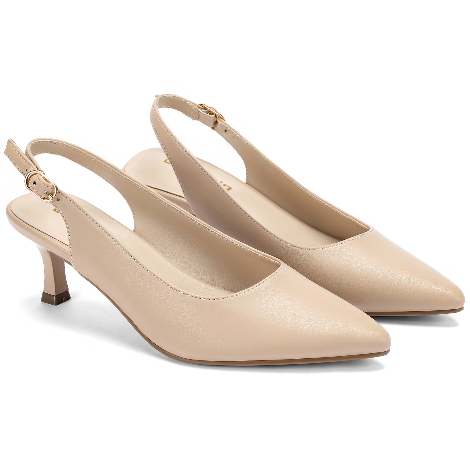 Women's Slingback Kitten Heels Pumps Pointed Toe Low Heel Dress Shoes for Work, Wedding, and Parties