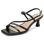 Women's Sandals 2.09 Inch Square Open Toe Low Kitten Heel Strappy Dress Shoes for Women Comfortable Slingback Heels Sandals Ankle Strap Wedding Dance Party Daily Office