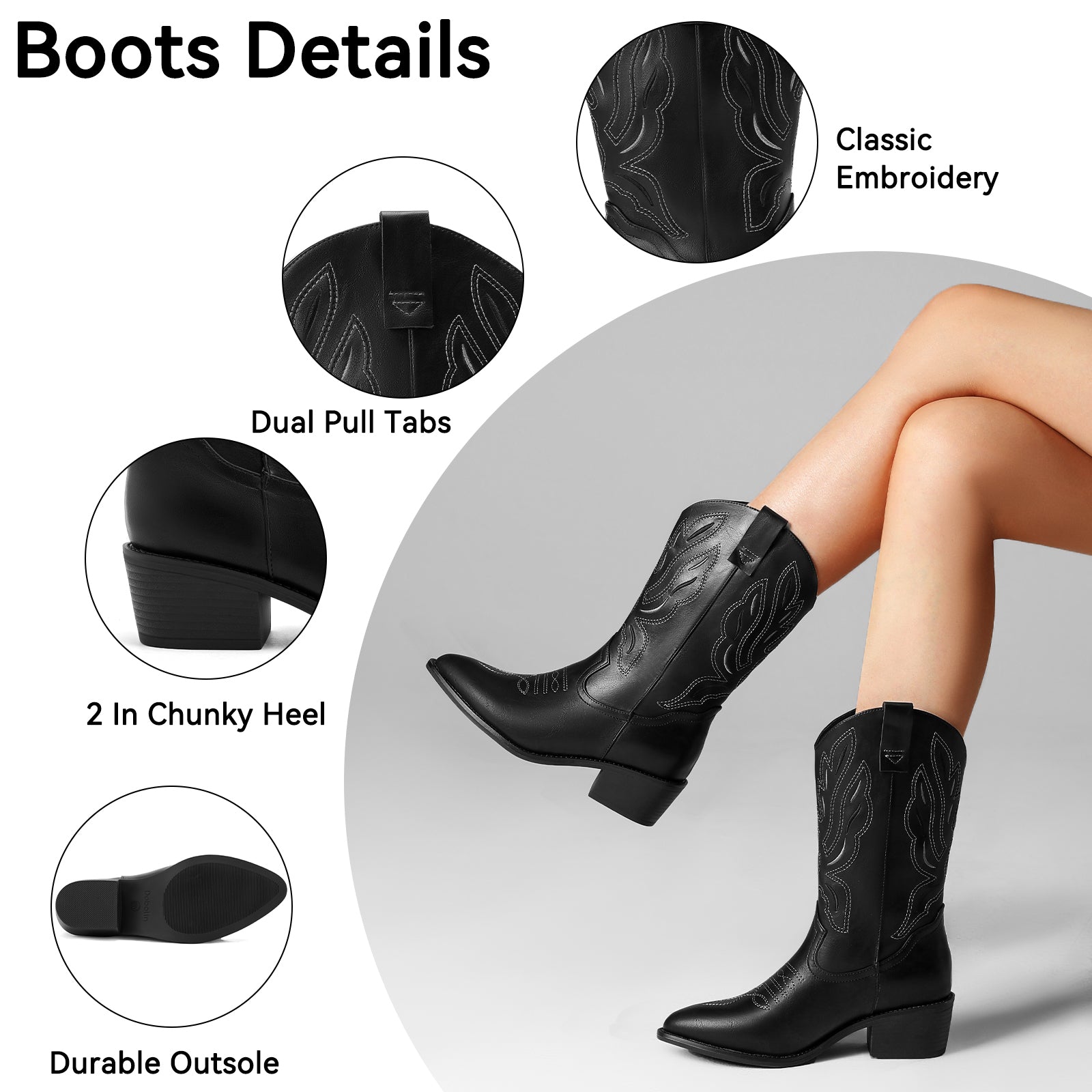 Wide Calf Cowboy Boots for Women