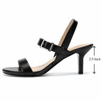 Kitten Heels for Women Dress Sandals Womens 2.5 Inch Strappy Open Toe Low Heel Shoes Dressy Slingback Sandals for Wedding Guest Evening Party