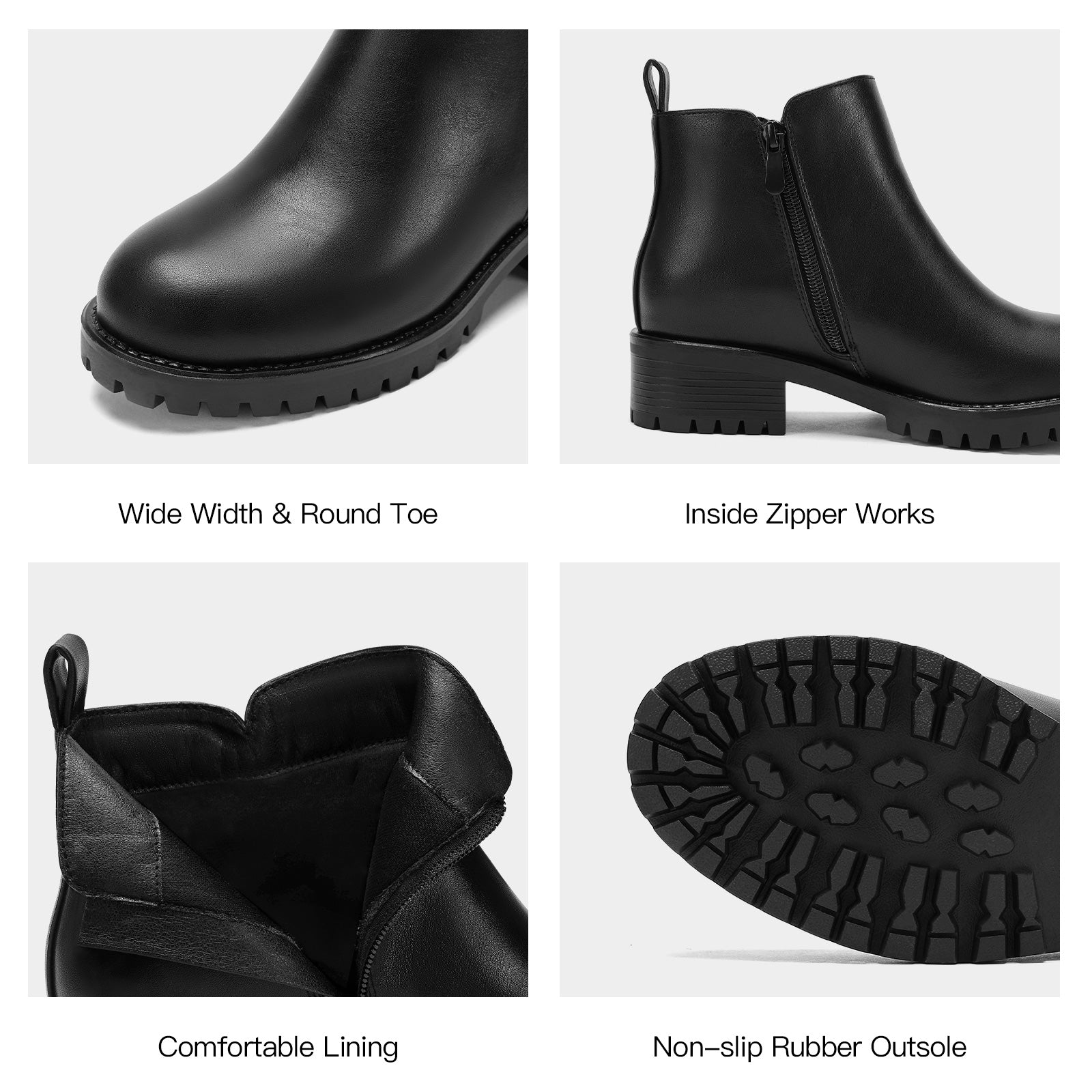 Chelsea Boots Slip On Zipper Lug Sole