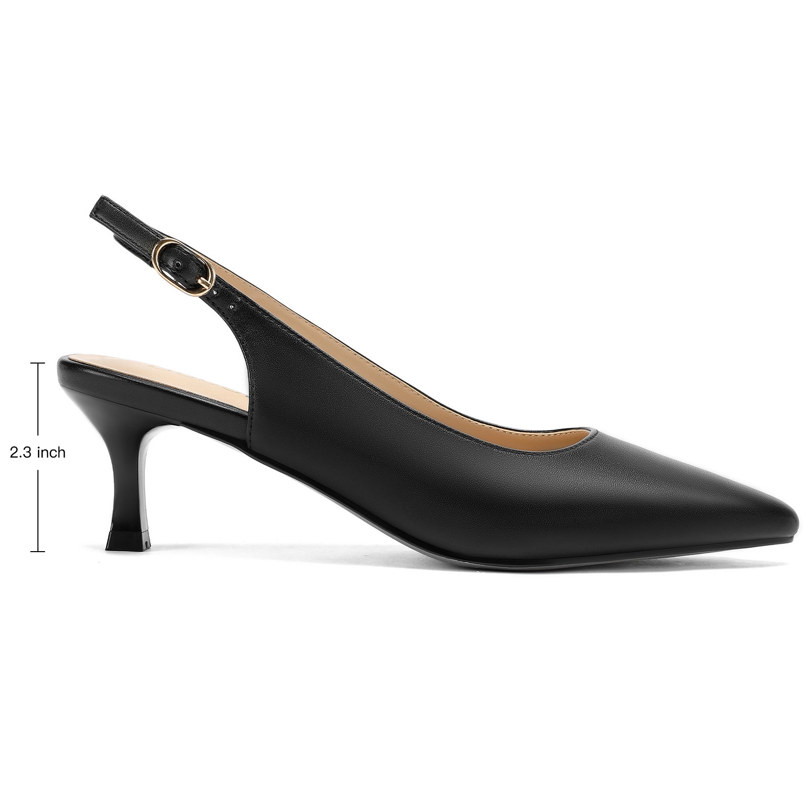 Women's Slingback Kitten Heels Pumps Pointed Toe Low Heel Dress Shoes for Work, Wedding, and Parties